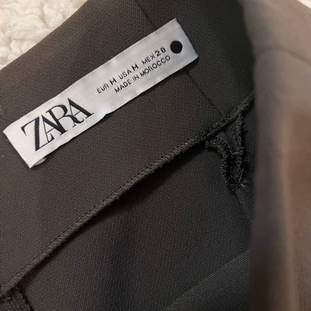 ZARA Olive Green Skirt Asymmetrical Slit Pencil Wiggle Long Midi Edgy Sexy Med - Picture 4 of 7